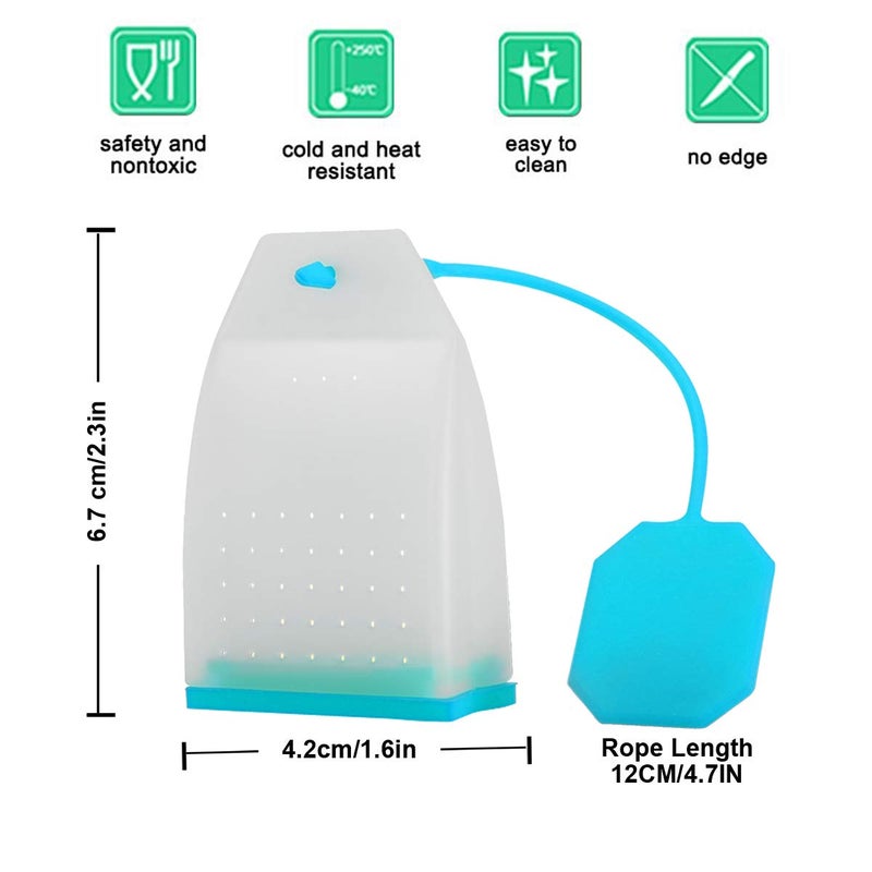 Ecurfu 6 Pack Silicone Tea Infuser, Reusable Tea Bags Tea Strainer Filter Tea Steeper Tea Diffuser Tea Holder for Loose Leaf Tea with Spoon - Image 3